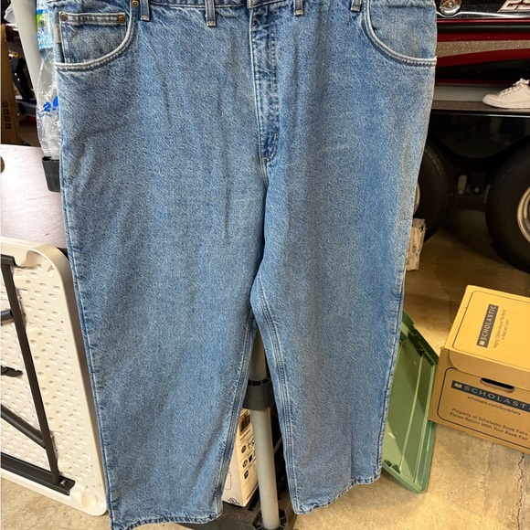 Men’s Carhartt Relaxed Fit Blue Jeans Durable Denim Style 46x30 - Picture 8 of 8